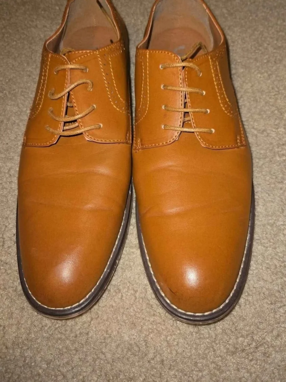 Vostey Cognac Leather Oxford Dress Shoes